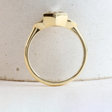 Ethical Jewellery & Engagement Rings Toronto - 1.14 ct White Lab Grown Sapphire Hex Three Stone Bezel Ring in Yellow - FTJCo Fine Jewellery & Goldsmiths