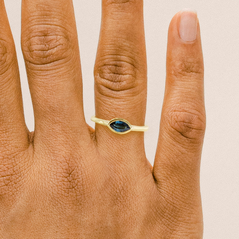 Ethical, Custom ct Teal Sapphire Eleonora Marquise Bezel