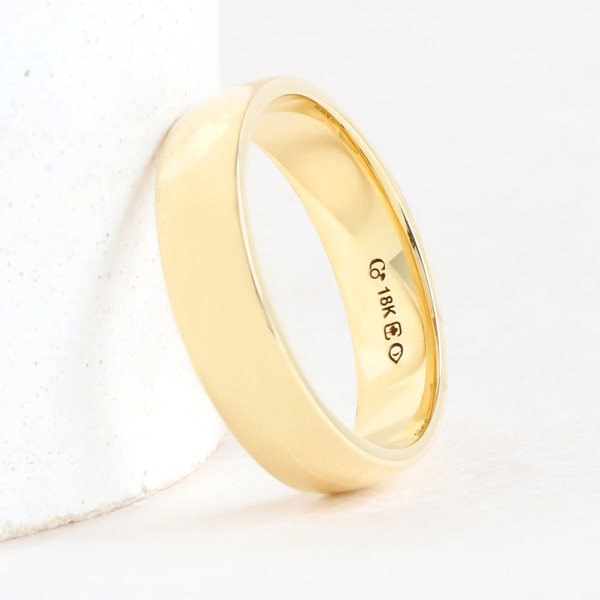 Ethical Jewellery & Engagement Rings Toronto - 5 MM Low Dome Band In Yellow Gold - FTJCo Fine Jewellery & Goldsmiths