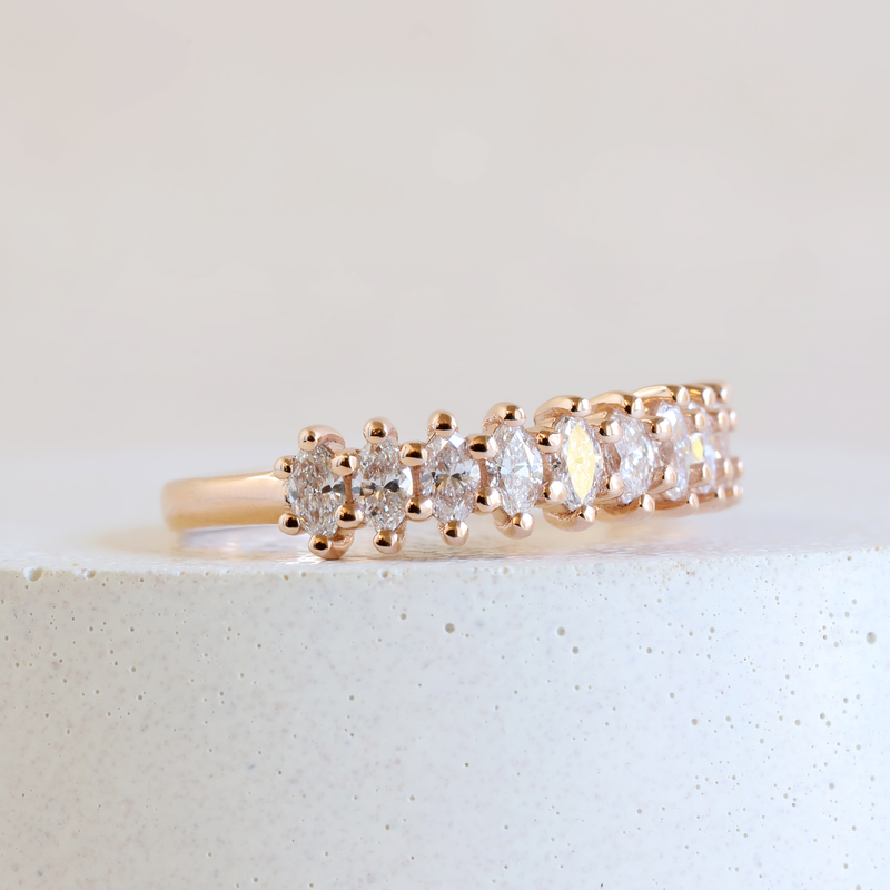 Marquise Diamond Half Eternity Ring in 18K Rose Gold