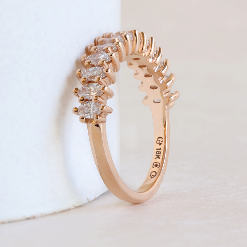 Marquise Diamond Half Eternity Ring in 18K Rose Gold