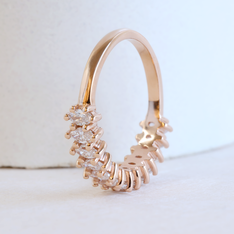 Marquise Diamond Half Eternity Ring in 18K Rose Gold