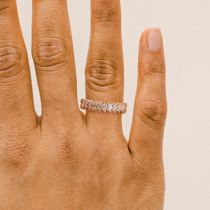 Marquise Diamond Half Eternity Ring in 18K Rose Gold