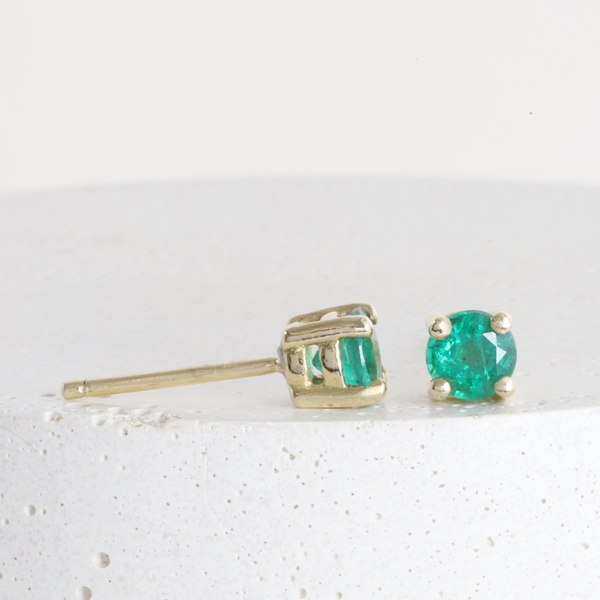 Ethical Jewellery & Engagement Rings Toronto - 0.49 tcw Round Emerald Studs in Yellow - FTJCo Fine Jewellery & Goldsmiths