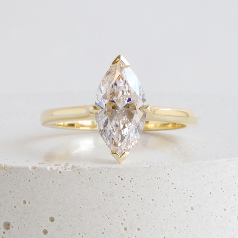 Ethical Jewellery & Engagement Rings Toronto - 1.58 Ct Peach VS1 Diamond Marquise Love Note Solitaire In Yellow - FTJCo Fine Jewellery & Goldsmiths