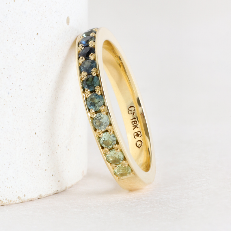 Ethical Jewellery & Engagement Rings Toronto - Australian Sapphire Gradient Bead-set Band in Yellow - FTJCo Fine Jewellery & Goldsmiths