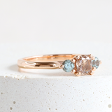 Ethical Jewellery & Engagement Rings Toronto - 0.55ct Terracotta Cushion Lab Diamond Three Stone Love Note Ring in Rose - FTJCo Fine Jewellery & Goldsmiths