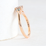Ethical Jewellery & Engagement Rings Toronto - 0.55ct Terracotta Cushion Lab Diamond Three Stone Love Note Ring in Rose - FTJCo Fine Jewellery & Goldsmiths