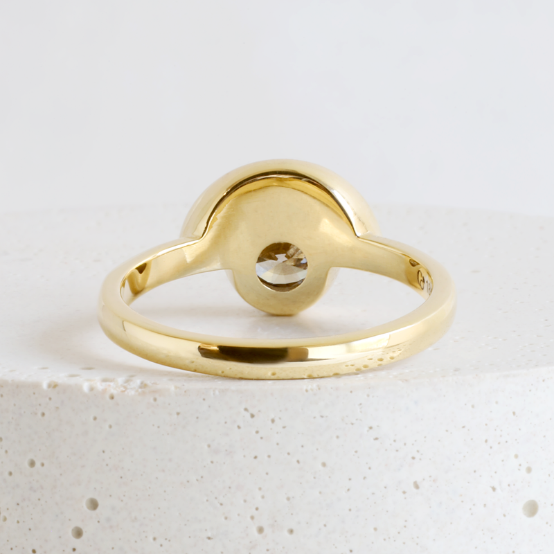 Ethical Jewellery & Engagement Rings Toronto - 0.53 ct Warm Grey Lab Diamond Solis Half Halo Bezel Ring in Yellow - FTJCo Fine Jewellery & Goldsmiths