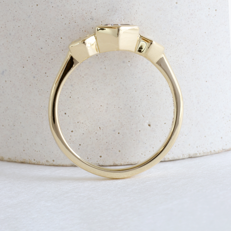 Ethical Jewellery & Engagement Rings Toronto - Hex Three Stone Bezel Ring in Yellow - FTJCo Fine Jewellery & Goldsmiths