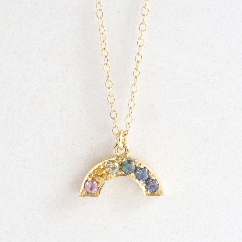 Rainbow Sapphire Pendant in Yellow