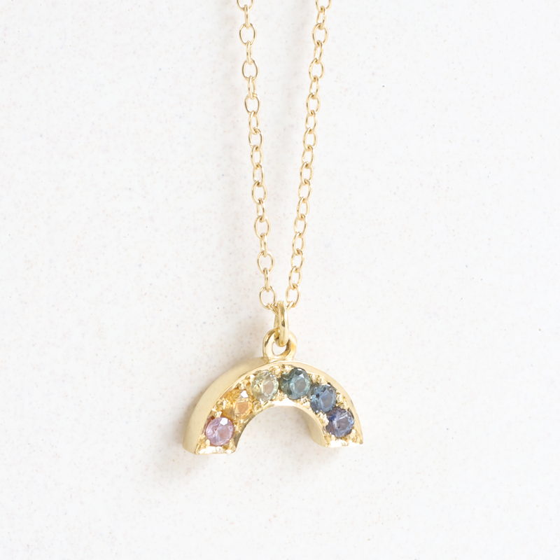 Rainbow Sapphire Pendant in Yellow