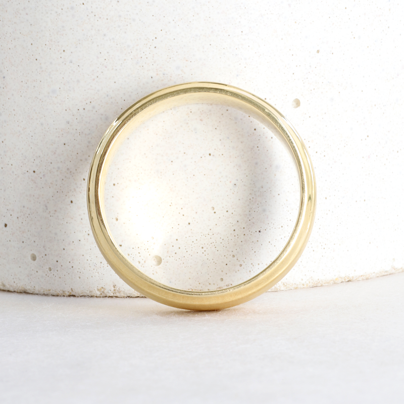 Ethical Jewellery & Engagement Rings Toronto - 6 mm Bevelled Low Dome Band in Yellow Gold - FTJCo Fine Jewellery & Goldsmiths