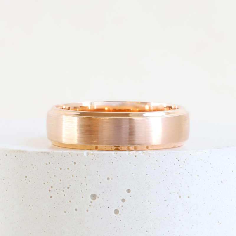 6 mm Bevelled Low Dome Band with Satin Finish in Rose