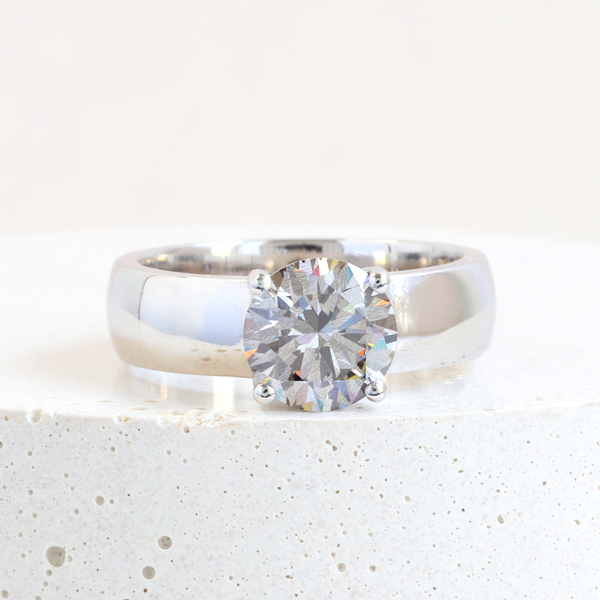 Ethical Jewellery & Engagement Rings Toronto - 1.62 ct Wisp Grey Diamond 5mm Band Avery Solitaire In Platinum - FTJCo Fine Jewellery & Goldsmiths
