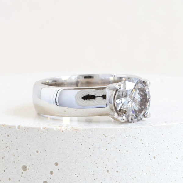 Ethical Jewellery & Engagement Rings Toronto - 1.62 ct Wisp Grey Diamond 5mm Band Avery Solitaire In Platinum - FTJCo Fine Jewellery & Goldsmiths