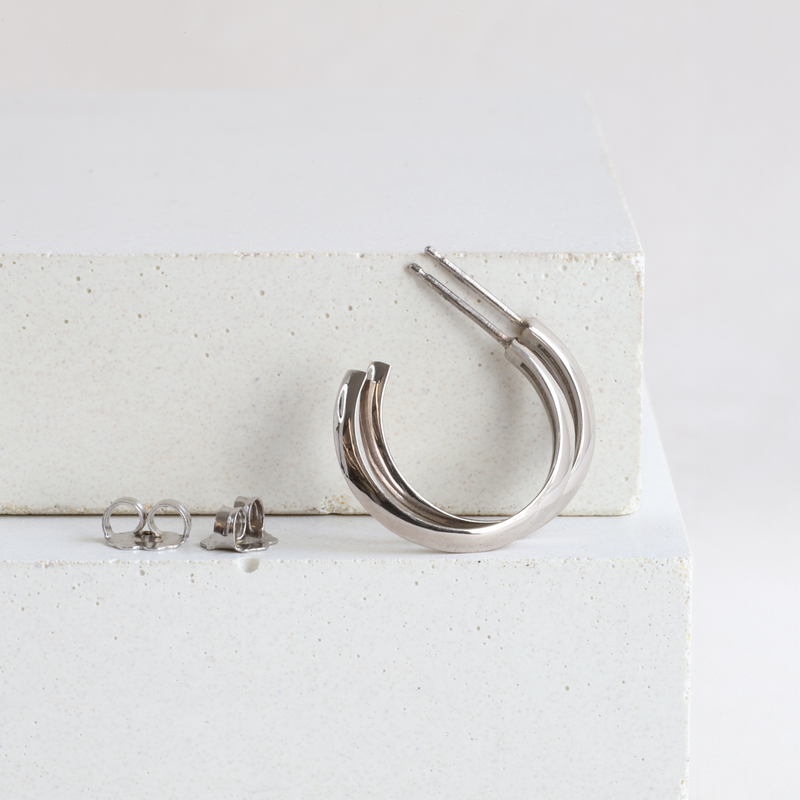 Ethical Jewellery & Engagement Rings Toronto - Knife Edge Hoops in White - FTJCo Fine Jewellery & Goldsmiths