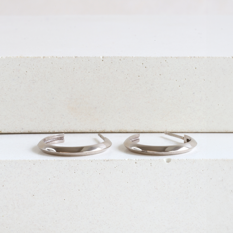 Ethical Jewellery & Engagement Rings Toronto - Knife Edge Hoops in White - FTJCo Fine Jewellery & Goldsmiths