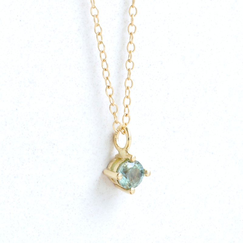 Ethical Jewellery & Engagement Rings Toronto - 0.40 ct Spring Green Round Australian Sapphire Pendant in Yellow Gold - FTJCo Fine Jewellery & Goldsmiths