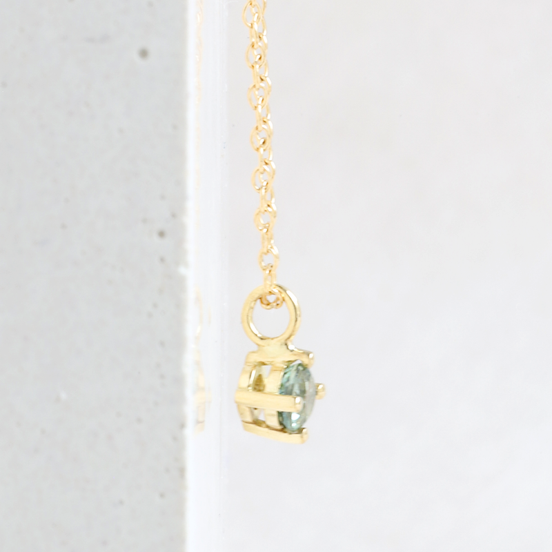 Ethical Jewellery & Engagement Rings Toronto - 0.40 ct Spring Green Round Australian Sapphire Pendant in Yellow Gold - FTJCo Fine Jewellery & Goldsmiths