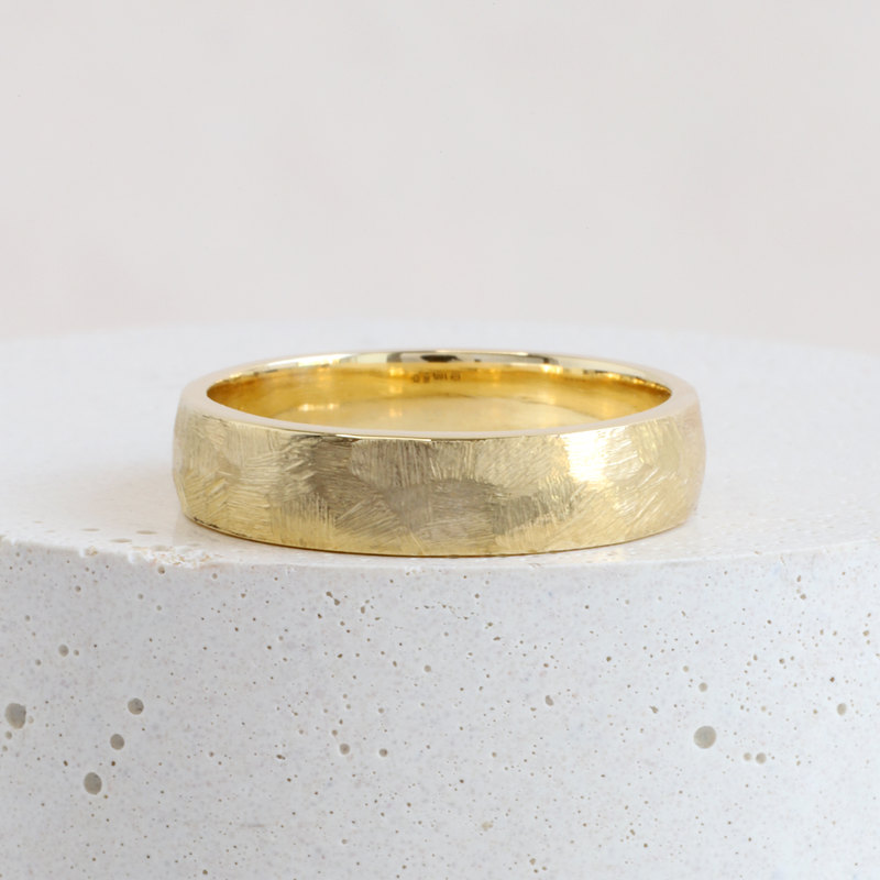 Ethical Jewellery & Engagement Rings Toronto - 5mm Non-Directional File Faceted Band in Yellow - FTJCo Fine Jewellery & Goldsmiths