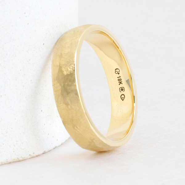 Ethical Jewellery & Engagement Rings Toronto - 5mm Non-Directional File Faceted Band in Yellow - FTJCo Fine Jewellery & Goldsmiths