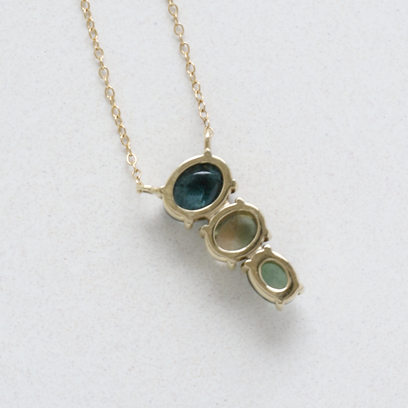 Ethical Jewellery & Engagement Rings Toronto - Three Stone Oval Tourmaline Pendant In Yellow Gold - FTJCo Fine Jewellery & Goldsmiths