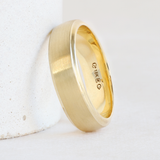 Ethical Jewellery & Engagement Rings Toronto - Bevelled 6 mm Wide Low Dome Band in Yellow - FTJCo Fine Jewellery & Goldsmiths