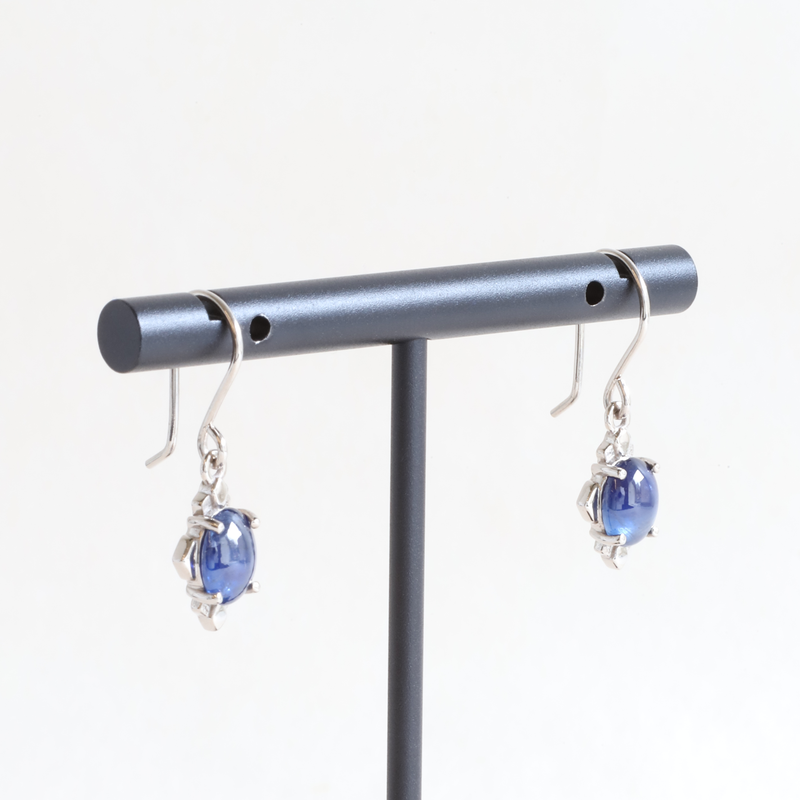 Ethical Jewellery & Engagement Rings Toronto - 2.92 tcw Deco Sapphire Cabochon Drop Earrings in White - FTJCo Fine Jewellery & Goldsmiths