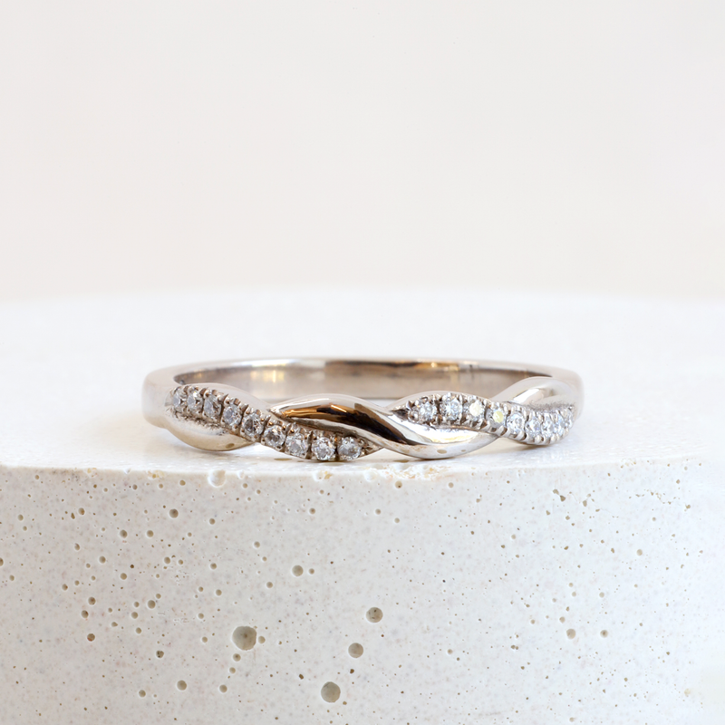 Ethical Jewellery & Engagement Rings Toronto - Pre-Loved Entwined Diamond Band in White - FTJCo Fine Jewellery & Goldsmiths