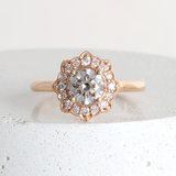 Ethical Jewellery & Engagement Rings Toronto - 0.73 ct Warm Grey Lab Diamond Flora Halo in Rose - FTJCo Fine Jewellery & Goldsmiths