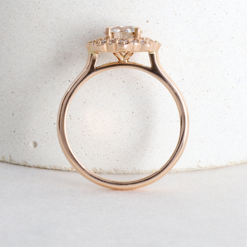 Ethical Jewellery & Engagement Rings Toronto - 0.73 ct Warm Grey Lab Diamond Flora Halo in Rose - FTJCo Fine Jewellery & Goldsmiths