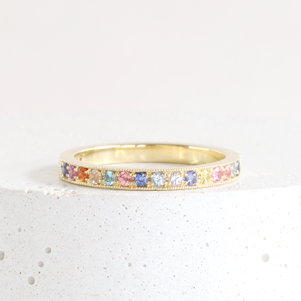 Ethical Jewellery & Engagement Rings Toronto - Confetti Gemstone Bead-set Band in Yellow - FTJCo Fine Jewellery & Goldsmiths