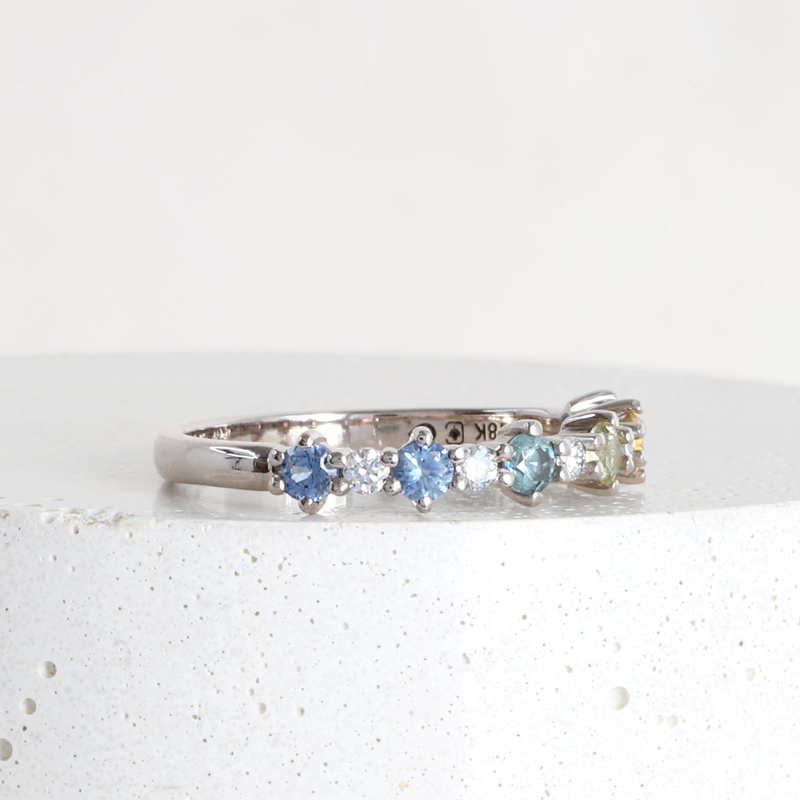 Ethical Jewellery & Engagement Rings Toronto - Rainbow Stella Ring in White Gold - FTJCo Fine Jewellery & Goldsmiths