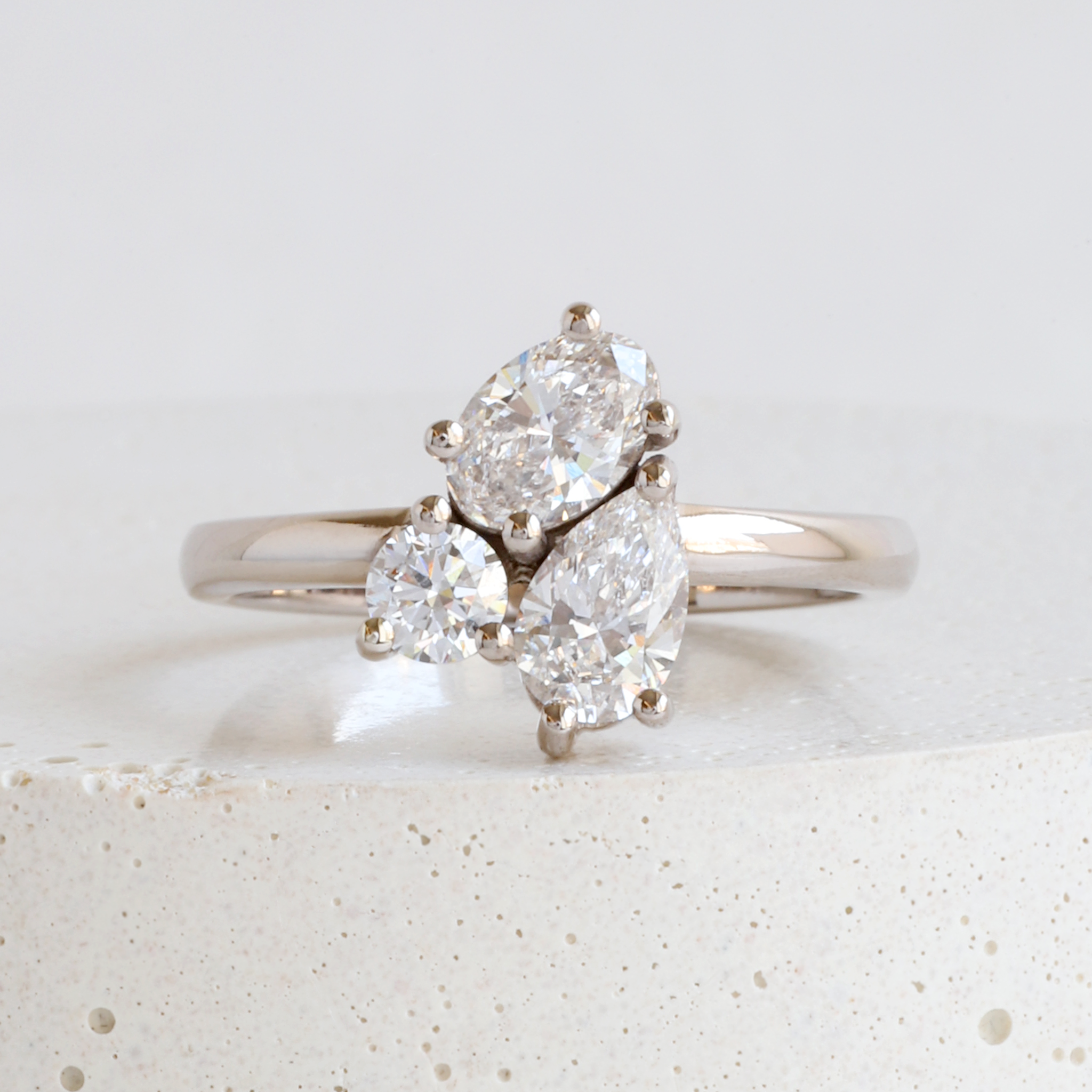Diamond Fancy Shape Cluster Ring in White