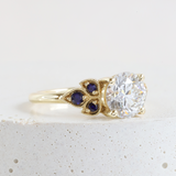 Ethical Jewellery & Engagement Rings Toronto - 1.36ct F VS1 8X Lab Diamond Frances Ring with Blue Sapphire Accents in Yellow Gold - FTJCo Fine Jewellery & Goldsmiths