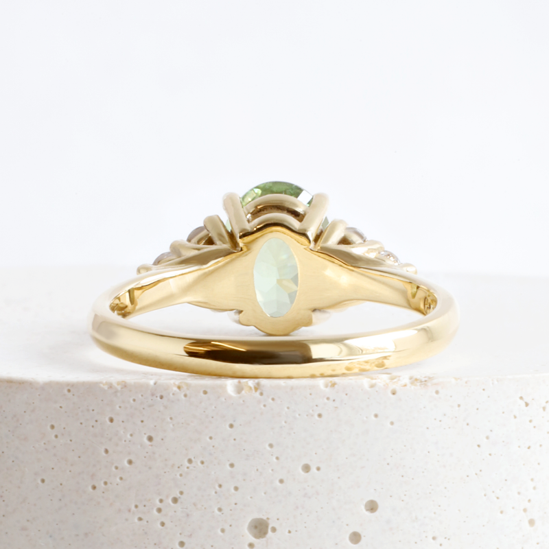 Ethical Jewellery & Engagement Rings Toronto - 1.70 ct Light Seafoam Green Sapphire Oval Emma Ring in Yellow - FTJCo Fine Jewellery & Goldsmiths