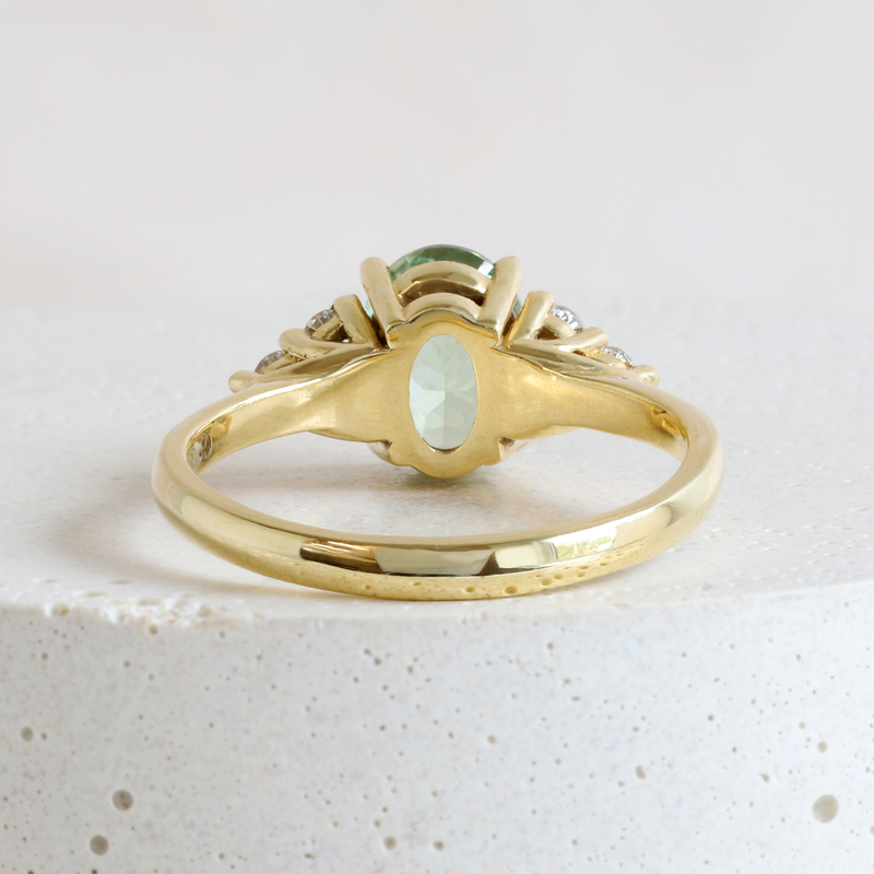 1.70 ct Light Seafoam Green Sapphire Oval Emma Ring in Yellow