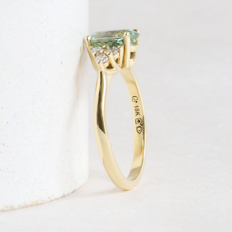 1.70 ct Light Seafoam Green Sapphire Oval Emma Ring in Yellow