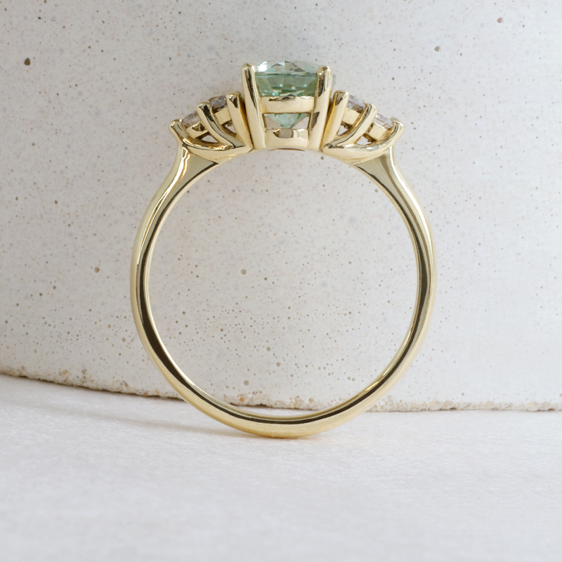 1.70 ct Light Seafoam Green Sapphire Oval Emma Ring in Yellow