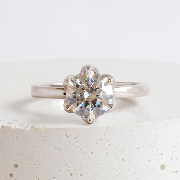 Ethical Jewellery & Engagement Rings Toronto - 1.47 ct F VS1 Lab Diamond Petal Solitaire in White - FTJCo Fine Jewellery & Goldsmiths