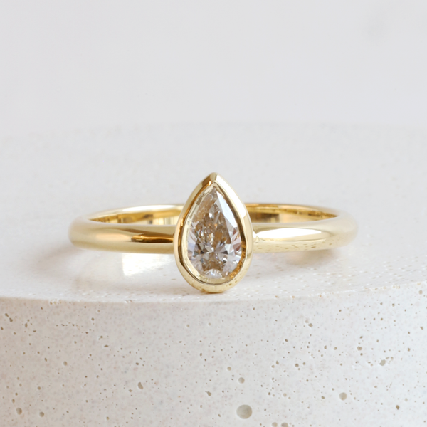Ethical Jewellery & Engagement Rings Toronto - 0.33 Ct Peachy Zephyr Diamond Pear Wren Bezel In Yellow - FTJCo Fine Jewellery & Goldsmiths