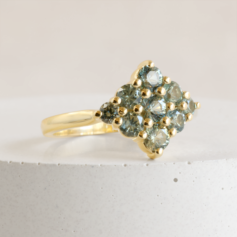 Montana Sapphire Aurelie Cluster Ring in 18K Yellow Gold