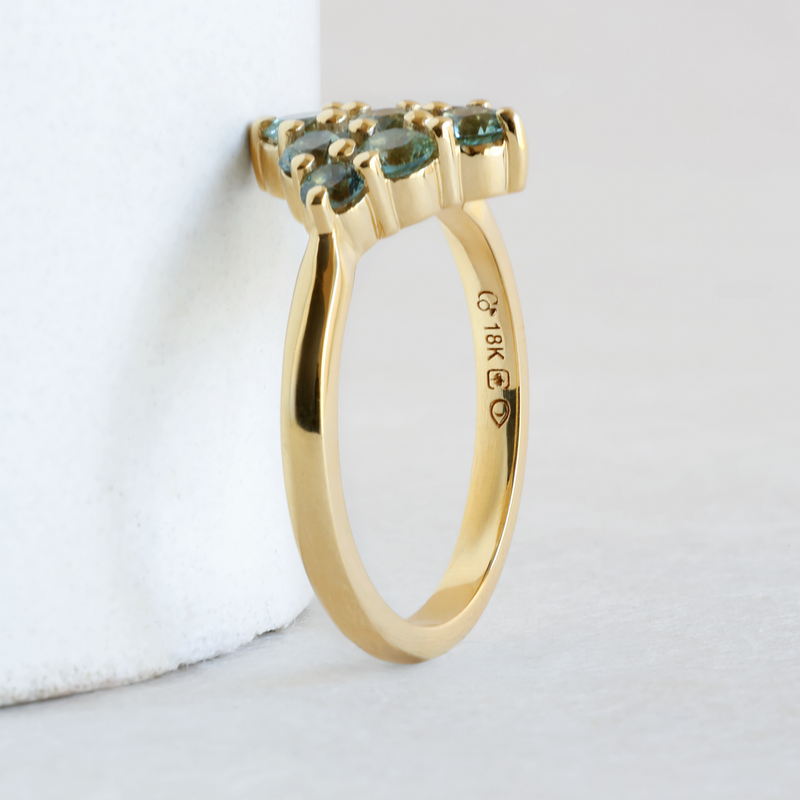 Ethical Jewellery & Engagement Rings Toronto - Montana Sapphire Aurelie Cluster Ring in 18K Yellow Gold - FTJCo Fine Jewellery & Goldsmiths