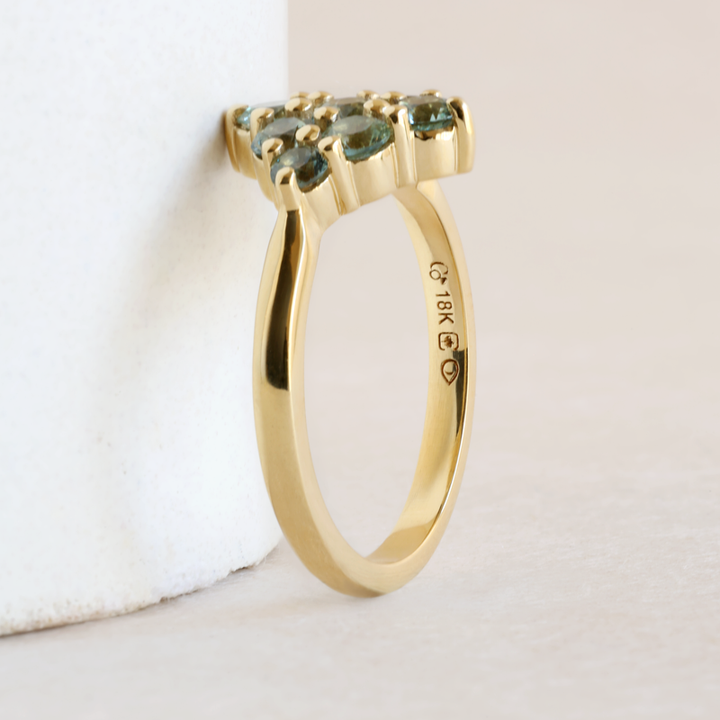 Montana Sapphire Aurelie Cluster Ring in 18K Yellow Gold