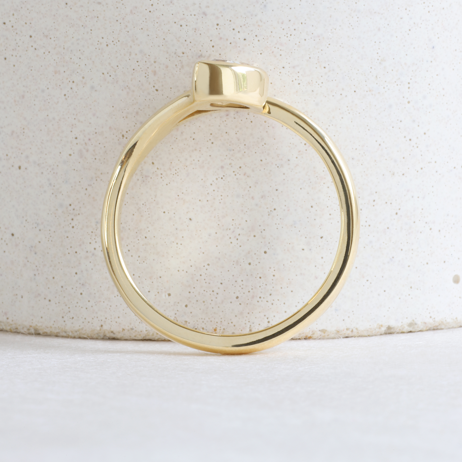 Ethical, Custom Ring-0.31 ct Light Champagne Pear Diamond Bezel