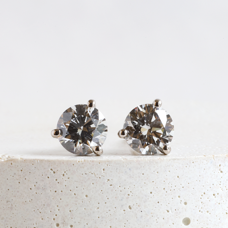 1.48 tcw Cool Grey Lab Diamond Martini Studs in White Gold