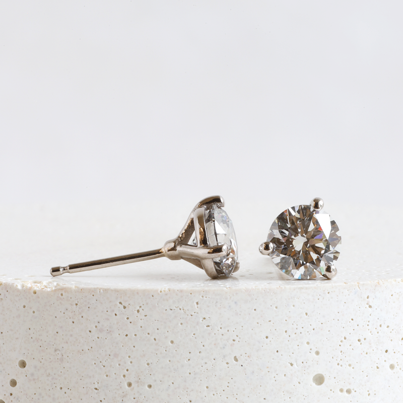 1.48 tcw Cool Grey Lab Diamond Martini Studs in White Gold