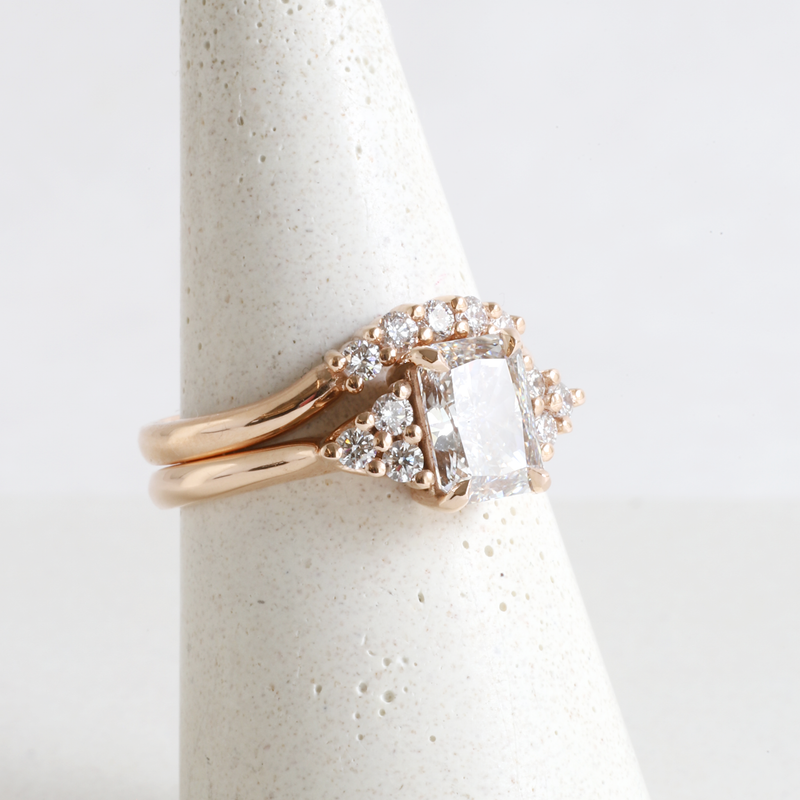 Ethical Jewellery & Engagement Rings Toronto - 1.29 ct Radiant Diamond Emma Ring & Emma Band in Rose Gold - FTJCo Fine Jewellery & Goldsmiths