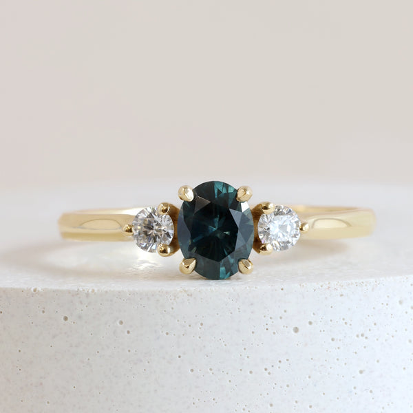 Ethical Jewellery & Engagement Rings Toronto - 1.01 ct Green Montana Sapphire Oval Emilia in Yellow Gold - FTJCo Fine Jewellery & Goldsmiths